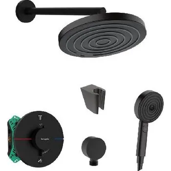 Sprchový set SANITINO - Sprchový set s termostatem a tělesem pod omítku hansgrohe, příslušenství kielle, matná černá SANI21HHK402