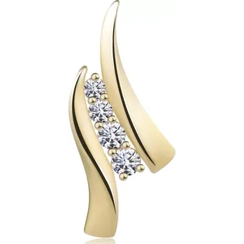 Přívěsek Zlatý přívěsek 585 - dvě lesklé vlnky, linie čirých zirkonků uprostřed