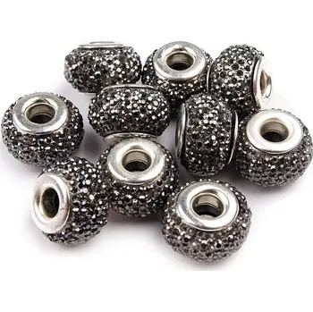Dětské navlékací korálky Plastové korálky s velkým průvlekem / plavkové 9x14 mm 2 kusy - 8 (059) šedá hematit