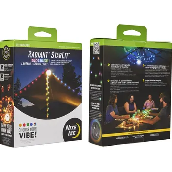 Svítilna Nabíjecí svítilna + světelný řetěz Nite Ize Radiant® StarLit™ Rechargeable Lantern + String Light - Disc-O