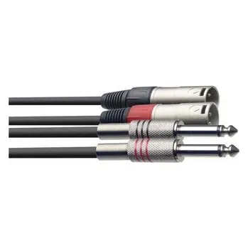 Příslušenství ke zvukové technice Stagg STC3PXM, kabel dvojitý 2x JACK/2x XLR zástrčka, 3 m