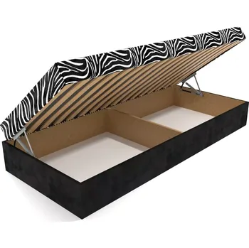 Postel Čalouněná lamelová válenda Valerie vzorovaná s úložným prostorem - Zebra/černá, 80 x 200 cm, Bez navýšení, Molitanová 13 cm