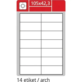 Kancelářský papír Etiketa arch A4 S&K Label, 105x42,3 mm, snímatelná, bílá, 100 listů