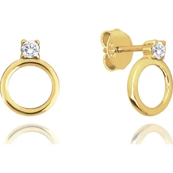 Náušnice Zlaté náušnice kroužky s bílými zirkony Au 585/1000