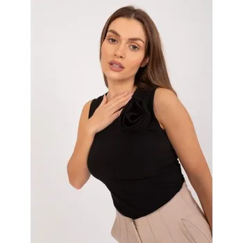 Dámský top s kulatým výstřihem vypasovaný černý