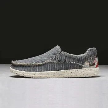 Pánské mokasíny Pánské pohodlné plátěné loafery Barva: Šedá, Velikost: 39