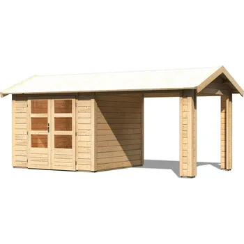 Zahradní domek KARIBU HOLZTECHNIK dřevěný domek KARIBU THERES 3 vč. přístavku (31448) natur LG3145