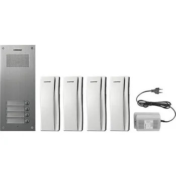 Commax DR 4UM-DP SS-RF 1A, Kompletní sada domovních telefonů pro 4 uživatele, zapojení 4+n