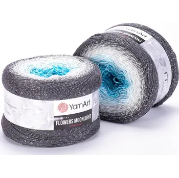 Yarn Art Příze Flowers Moonlight 3251 tyrkys, smetanová, světle šedá, tmavě šedá