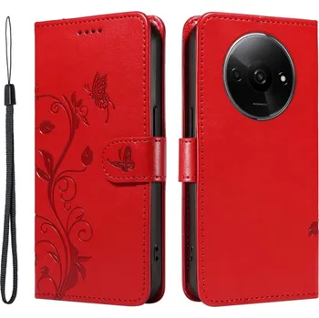 Pouzdro na mobilní telefon Flowers knížkové pouzdro na Xiaomi Redmi A3 - červené