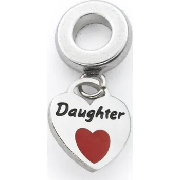 Přívěsek BRUNOshop.cz Visací přívěsek na náramek SRDCE s nápisem DCERA ČERVENÝ