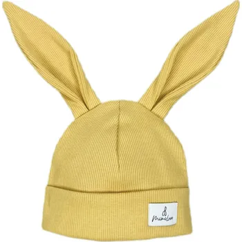Kojenecká čepice Mimilove Přechodová čepice KRÁLÍČEK 0-6m. Hořčicová