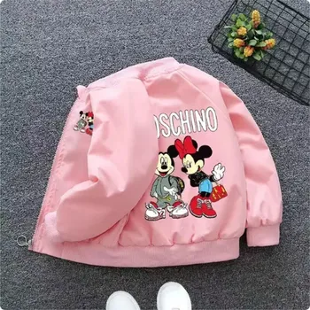 Mickey a Minnie Dětská jarní/podzimní bunda - větrovka s motivem Mickey Mouse Barva: Růžová, Velikost: 100/3 roky