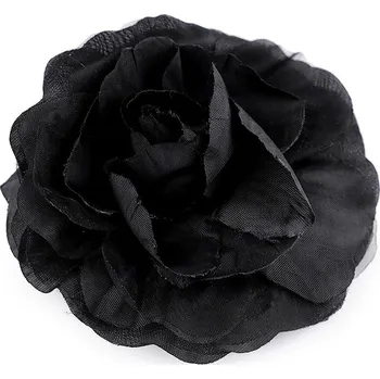 Náramek Brož / ozdoba růže Ø10 cm, malé, 6 černá
