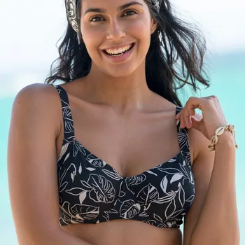 Dámské plavky Plavková zmenšující podprsenka Cidra, s kosticemi černá/béžová 75