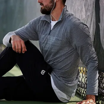 Pánská mikina pánská mikina, tričko WILSON - GREY - M (Wilson Quarter Zip Top Mens)