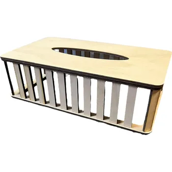 JarisWood Konstrukce pro vyplétaný box na papírové kapesníky o rozměru 26,5 cm x 15 cm x 8 cm Povrchová úprava: Bez povrchové úpravy