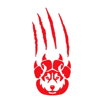 Polep vozidla SAMOLEPKA Vlk 033 levá s tlapka s drápancem (10 - červená) NA AUTO, NÁLEPKA, FÓLIE, POLEP, TUNING, VLASTNÍ TEXT, TISK, AUTOSAMOLEPKY.cz, POLEPY, OBRÁZEK, LOGO, SAMOLEPKY