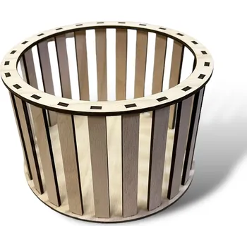 JarisWood Konstrukce pro vyplétaný košík - kulatý 20 cm x 20 cm x 12 cm Povrchová úprava: Bez povrchové úpravy