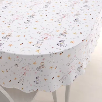 ubrus Dětský bavlněný oválný ubrus Sandra SA-371 Růžový cirkus se zvířátky 120x140 cm