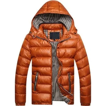 Pánský zimní kabát Zimní prošívaná bunda pánská parka s odnímatelnou kapucí Barva: Oranžová, Velikost: 4XL