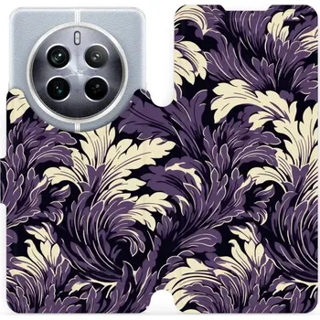 Pouzdro na mobilní telefon Flipové pouzdro Mobiwear - Realme 12 Pro 5G - VA46S Fialové rostliny (Knížkové flip pouzdro, obal, kryt na mobil Realme 12 Pro 5G - VA46S Fialové rostliny, materiál Umělá kůže + TPU - ochrana 360°, stojánek, silikonová vanička, magnetické zavírání)