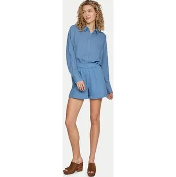 Dámské kraťasy Vila Šortky z materiálu Lania 14089489 Modrá Loose Fit 40