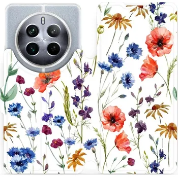 Pouzdro na mobilní telefon Flipové pouzdro Mobiwear - Realme 12 Pro 5G - MP04S Luční kvítí (Knížkové flip pouzdro, obal, kryt na mobil Realme 12 Pro 5G - MP04S Luční kvítí, materiál Umělá kůže + TPU - ochrana 360°, stojánek, silikonová vanička, magnetické zavírání)