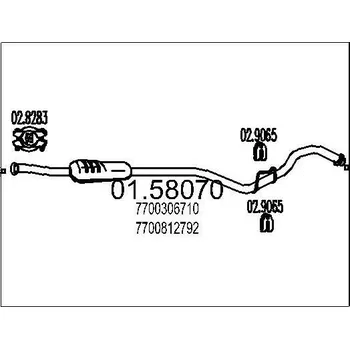 Tlumič výfuku Střední tlumič výfuku MTS 01.58070