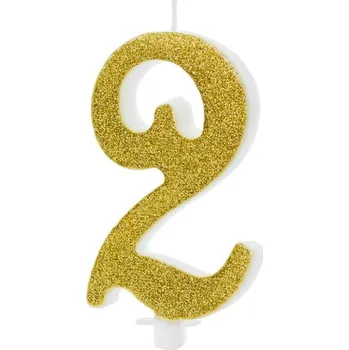 Dortová svíčka Svíčka zlatá zahnutá číslo 2