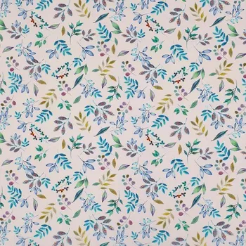 Popelín světle pudrový, barevné větvičky, š.145