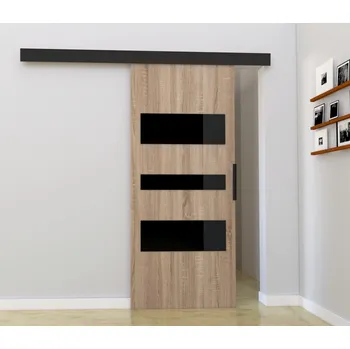 Interiérové dveře Posuvné dveře STANDART MIX C90, Sonoma/Černá