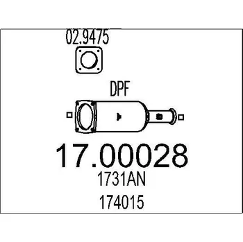 Filtr pevných částic Filtr pevnych castic, vyfukovy system MTS 17.00028