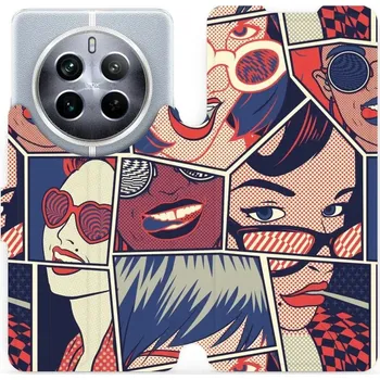 Pouzdro na mobilní telefon Flipové pouzdro Mobiwear - Realme 12 Pro 5G - VP18P Komiks (Knížkové flip pouzdro, obal, kryt na mobil Realme 12 Pro 5G - VP18P Komiks, materiál Umělá kůže + TPU - ochrana 360°, stojánek, silikonová vanička, magnetické zavírání)