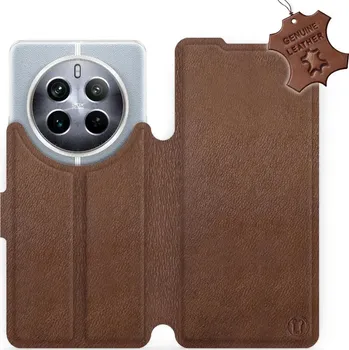 Pouzdro na mobilní telefon Kožené flip pouzdro Mobiwear - Realme 12 Pro Plus 5G - Hnědé (Kožené knížkové pouzdro, obal, kryt na mobil Realme 12 Pro Plus 5G, Hnědé, materiál Genuine Leather, ochrana 360°, stojánek, silikonová vanička, magnetické zavírání)