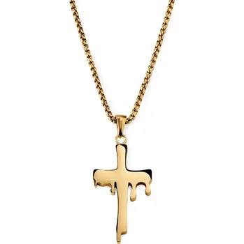 Náhrdelník Fahrenheit | Náhrdelník tavená ocel s křížkem ve zlaté barvě - Otsu