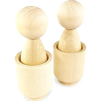 Dřevěná hračka Ulanik Montessori dřevěná hračka "Unfinished Peg Dolls in Cups" 2ks