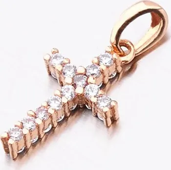 Přívěsek Přívěsek růžové zlato 585 zirkon kříž se z obou stran 53DZ-60100CV-ZIR