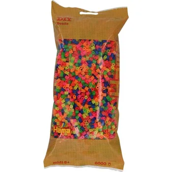 Dětské navlékací korálky Hama Zažehlovací korálky neonové - 6000 ks - MIDI