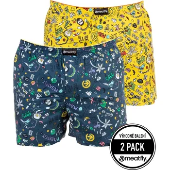 Pánské oblečení Pánské trenýrky Meatfly Agostino C modrá/žlutá XXL