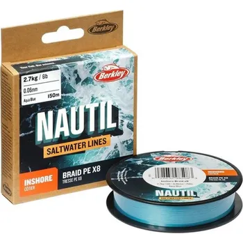 Berkley Šňůra Nautil Inshore Braidx8 Aqua Blue 150m 150m, 0,17mm, 8,1kg/18lb
