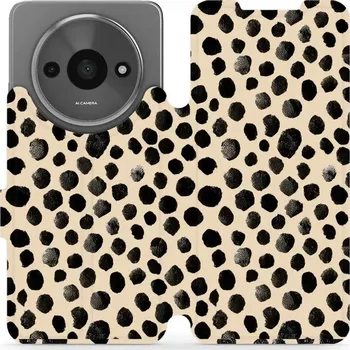 Pouzdro na mobilní telefon Flipové pouzdro Mobiwear - Xiaomi Redmi A3 - VA50S Černé puntíky (Knížkové flip pouzdro, obal, kryt na mobil Xiaomi Redmi A3 - VA50S Černé puntíky, materiál Umělá kůže + TPU - ochrana 360°, stojánek, silikonová vanička, magnetické zavírání)