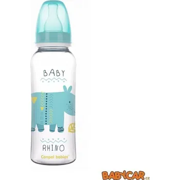 Kojenecká láhev CANPOL BABIES láhev s potiskem AFRIKA 250ml Nosorožec/Modrá