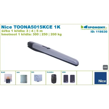 Nice Pohon pro 1-křídlové brány široké 5 m TOONA5015KCE 1K - kompletní sada