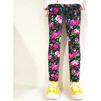 Dívčí legíny s potiskem - jaro/podzim (vel. od 2 do 11 let) Barva: modrý bazový květ, Velikost: 100/2-3 roky