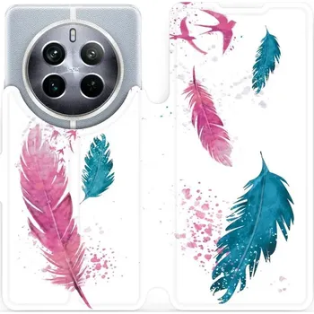 Pouzdro na mobilní telefon Flipové pouzdro Mobiwear - Realme 12 Pro 5G - MR08S Pírka (Knížkové flip pouzdro, obal, kryt na mobil Realme 12 Pro 5G - MR08S Pírka, materiál Umělá kůže + TPU - ochrana 360°, stojánek, silikonová vanička, magnetické zavírání)