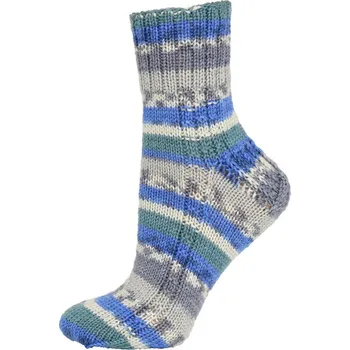 Vlna-hep Best socks 6-fach - 7373 modro-šedo-zelená