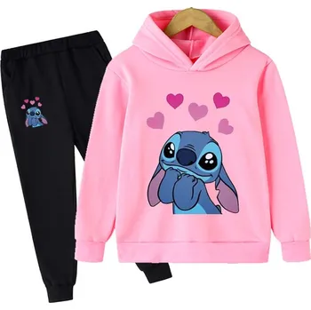 Lilo & Stitch Dětská tepláková souprava s potiskem na motivy oblíbeného seriálu " Lilo & Stitch" - růžová Barva: B, Velikost: 120