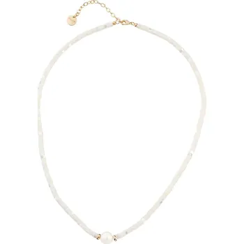 Náhrdelník Pozlacený náhrdelník z mosazi s perletí a perlou - AR537-8784