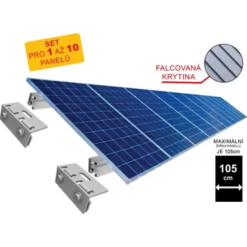 montážní sada pro solární panel Sada konstrukce na šikmou FALCOVANOU střechu (pro 1 až 10 panelů) Max. 105cm panely: Set pro 2 panely